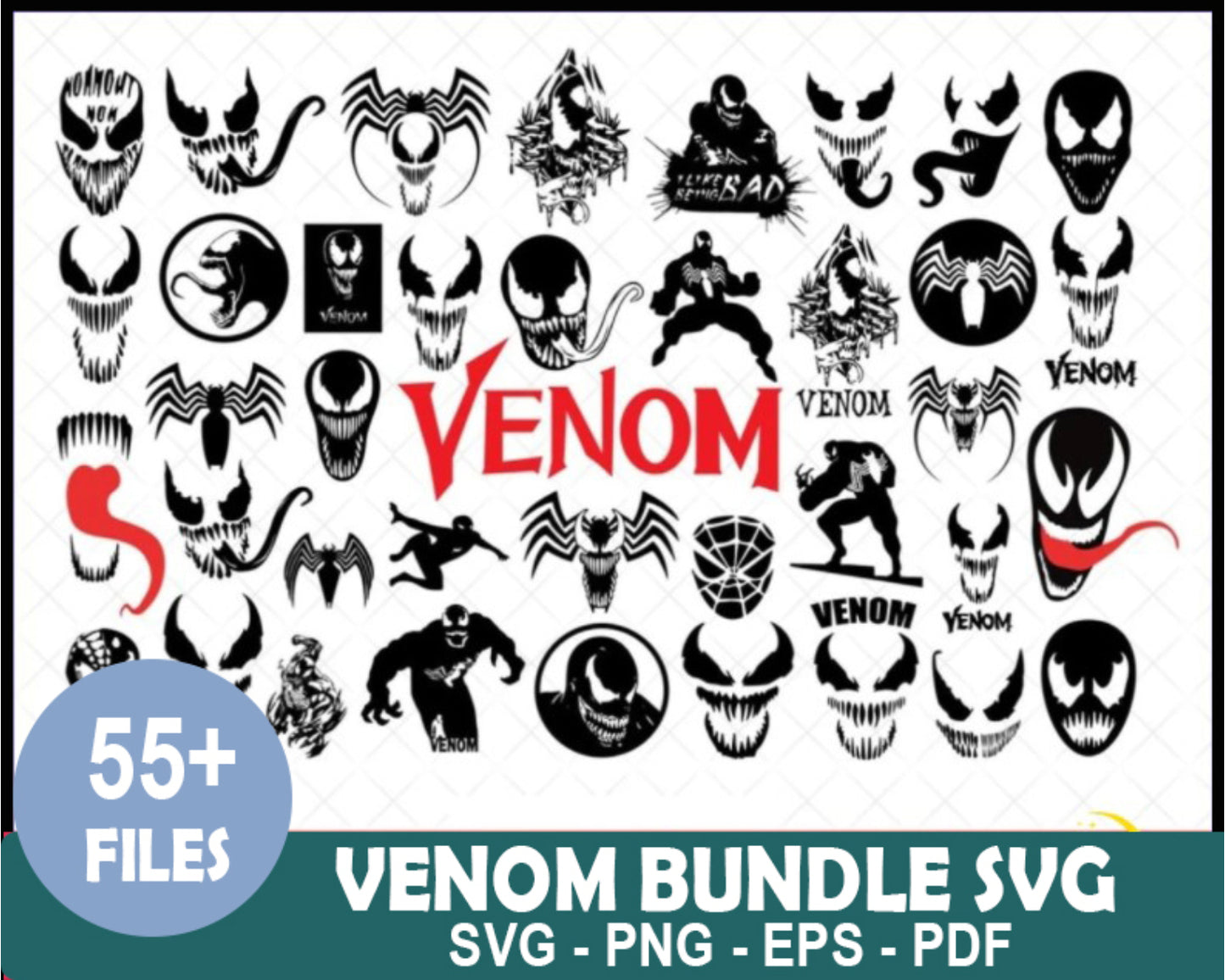 Venom Bundle SVG, Venom Clip Art, Venom Logo Svg, Superhero Svg