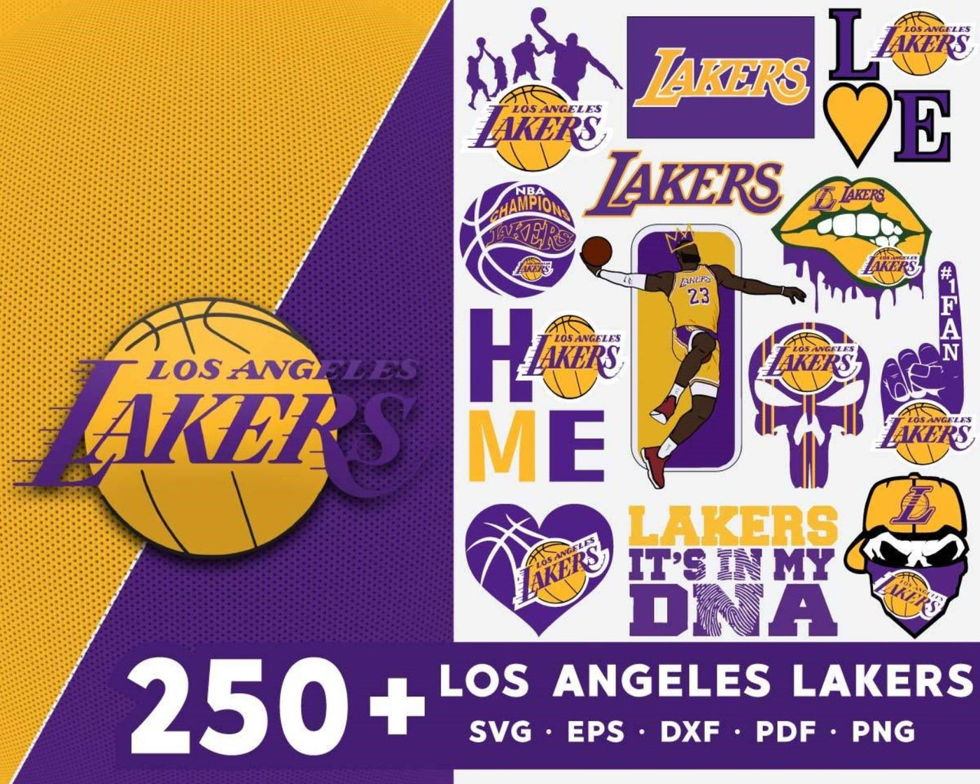 250 Lakers Bundle Svg, Sport Svg, Los Angeles Lakers Svg