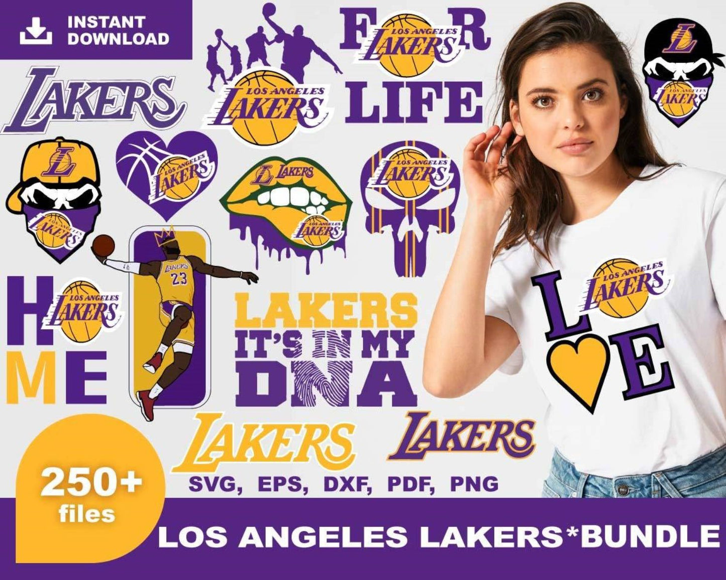 250 Lakers Bundle Svg, Sport Svg, Los Angeles Lakers Svg